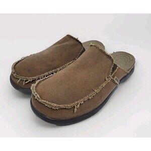 Crocs Mens 11 Santa Cruz Shoes Casual Slip Ons Mules Clogs Dark Brown Distressed
